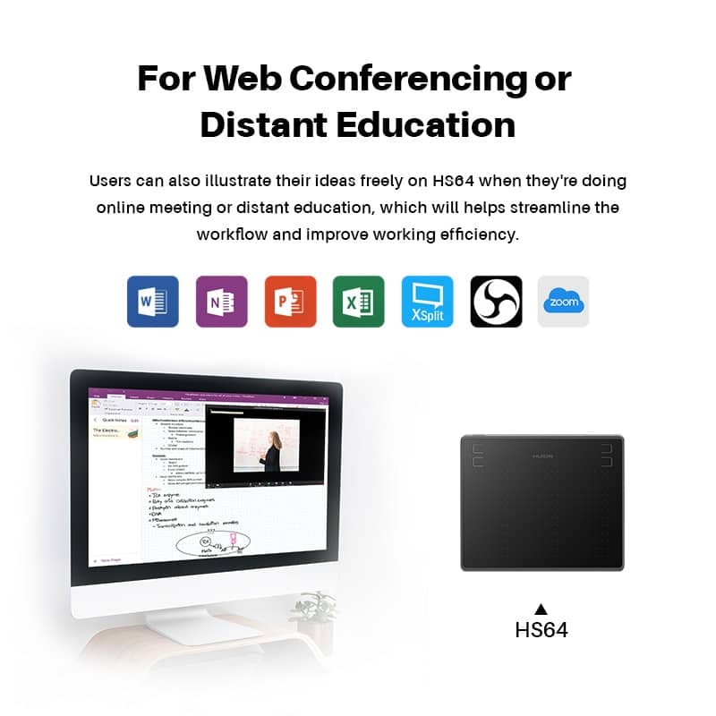 HUION HS64 Graphics Drawing Digital Tablets for Android, Mac & Windows