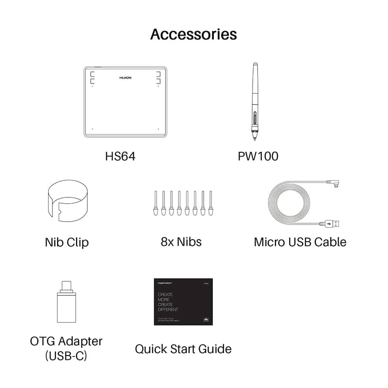 HUION HS64 Graphics Drawing Digital Tablets for Android, Mac & Windows