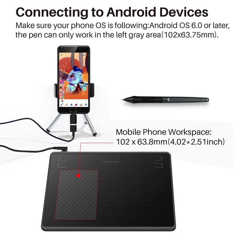 HUION HS64 Graphics Drawing Digital Tablets for Android, Mac & Windows