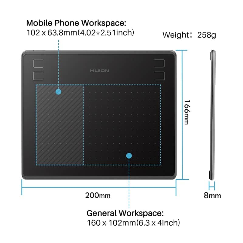 HUION HS64 Graphics Drawing Digital Tablets for Android, Mac & Windows