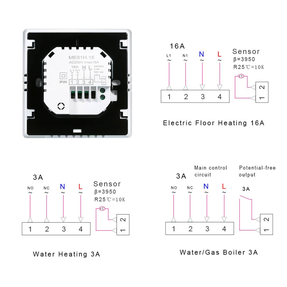 Smart Floor Heat Thermostat with LCD Touch Screen and Temperature Remote Controller 3A/16A WiFi Electric Heating