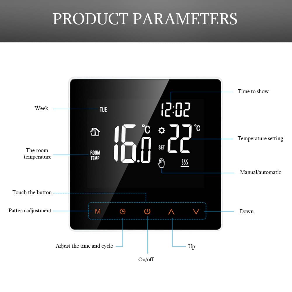 Smart Floor Heat Thermostat with LCD Touch Screen and Temperature Remote Controller 3A/16A WiFi Electric Heating