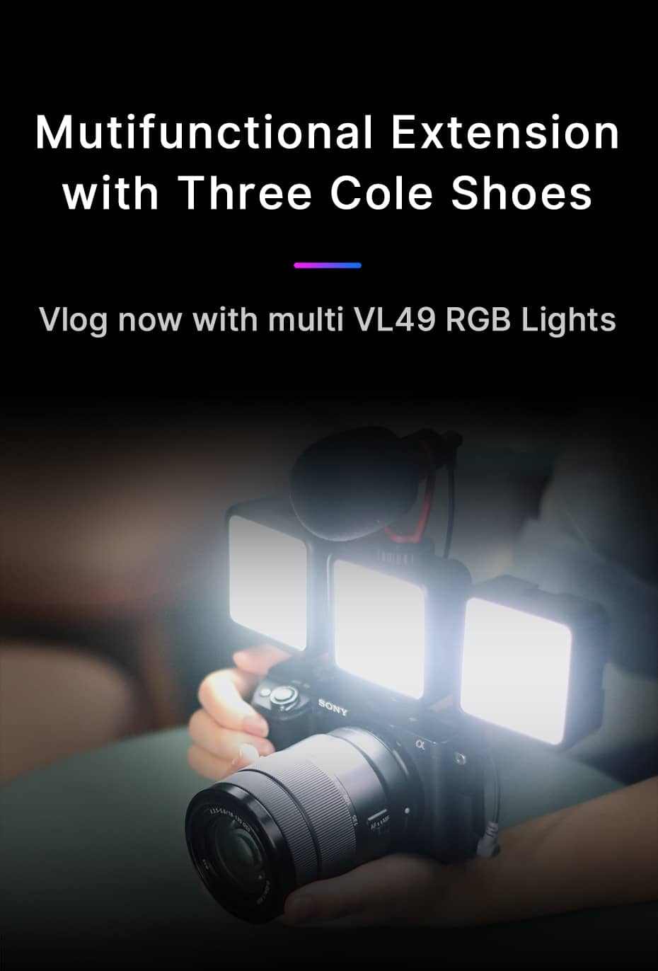 Ulanzi VL49 RGB Full Color LED Video Light with 2500K-9000K Color Temperature, 2000mAh and Type-c Port