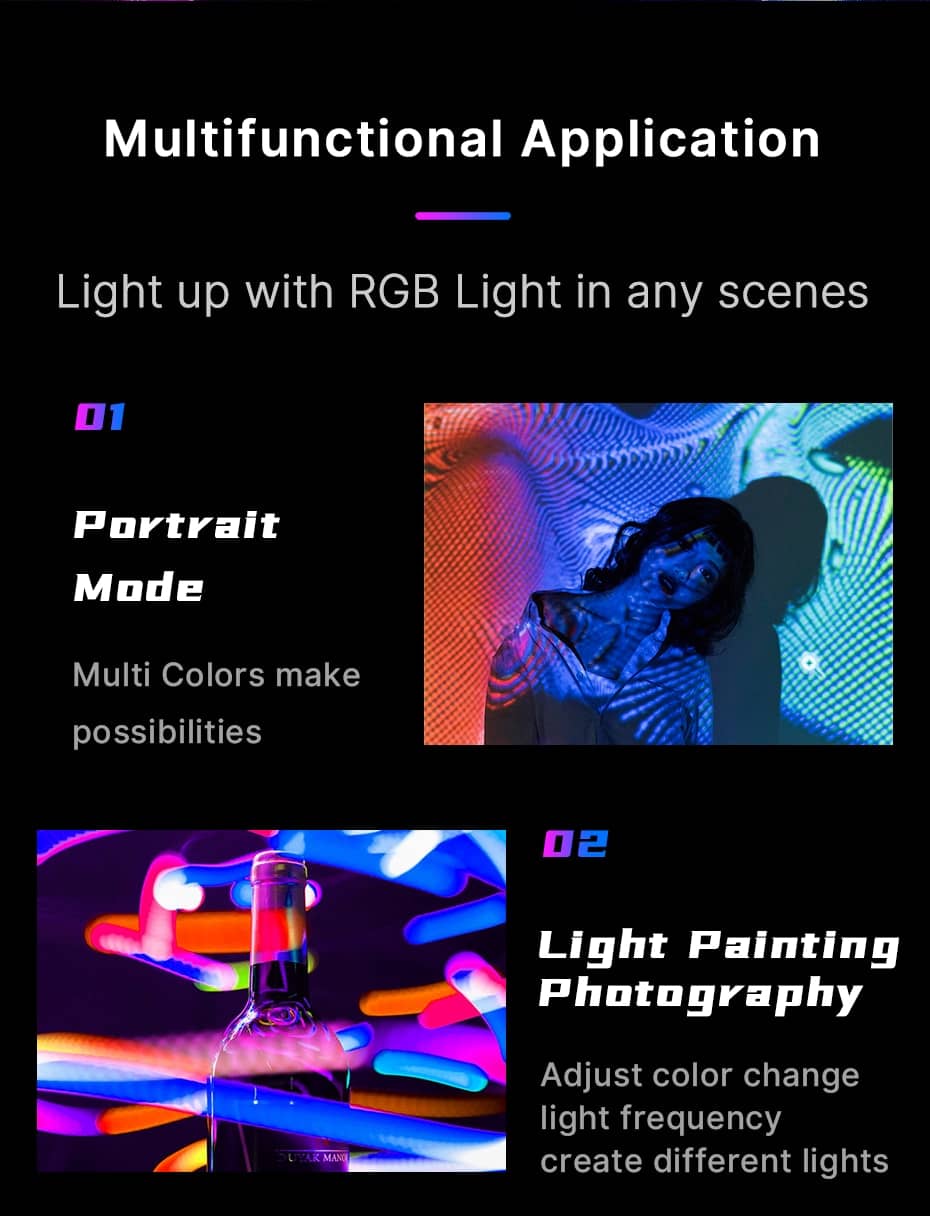Ulanzi VL49 RGB Full Color LED Video Light with 2500K-9000K Color Temperature, 2000mAh and Type-c Port