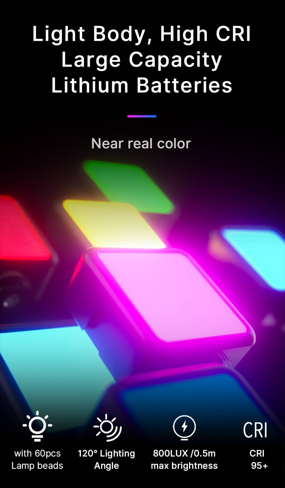 Ulanzi VL49 RGB Full Color LED Video Light with 2500K-9000K Color Temperature, 2000mAh and Type-c Port