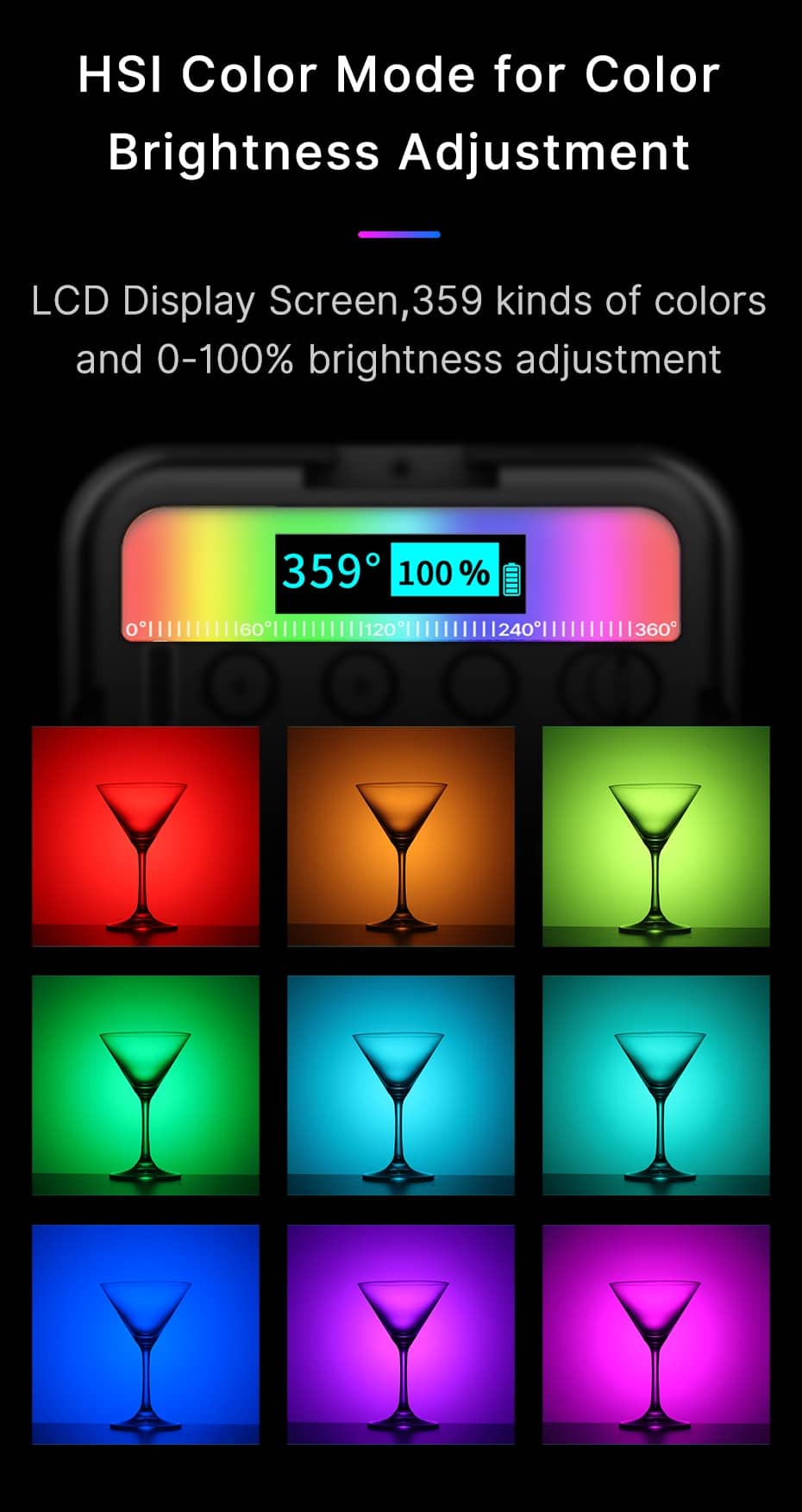 Ulanzi VL49 RGB Full Color LED Video Light with 2500K-9000K Color Temperature, 2000mAh and Type-c Port