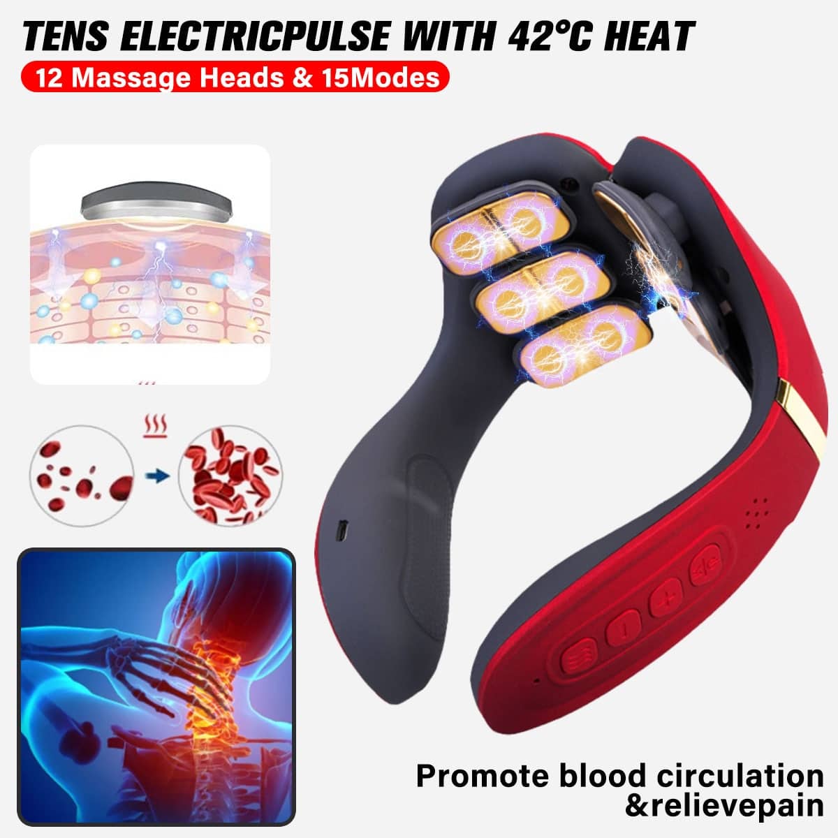 12 Heads Electric Neck Massager With Remote Control