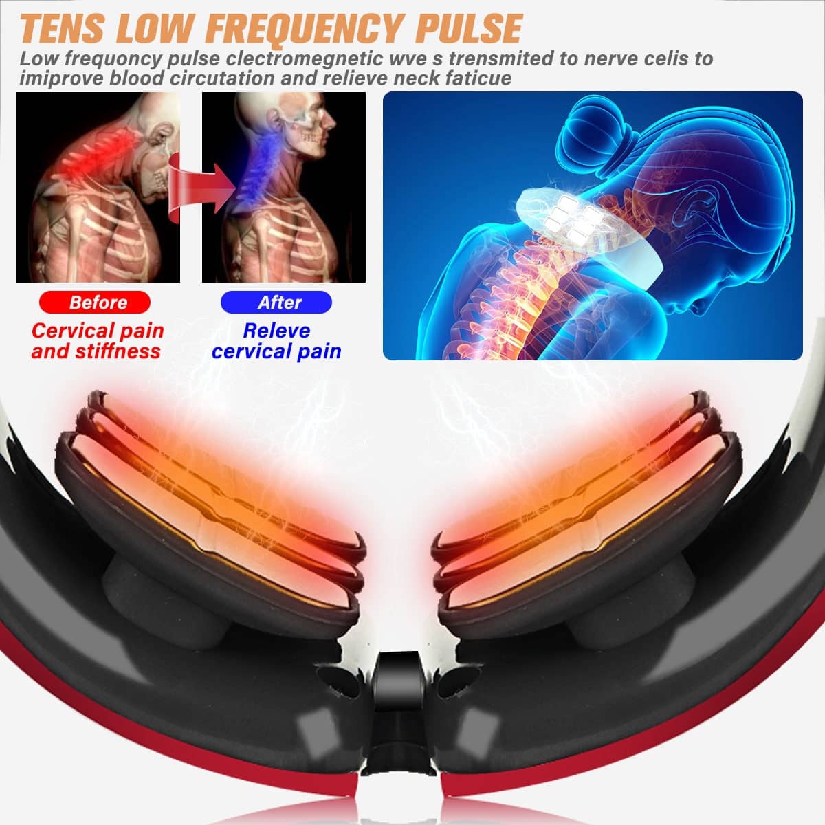 12 Heads Electric Neck Massager With Remote Control