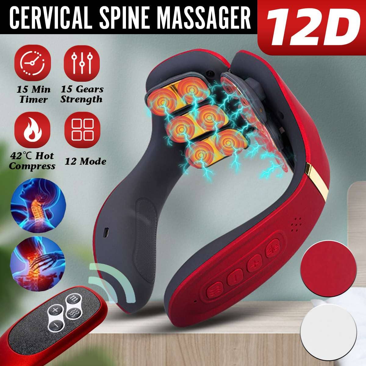 12 Heads Electric Neck Massager With Remote Control