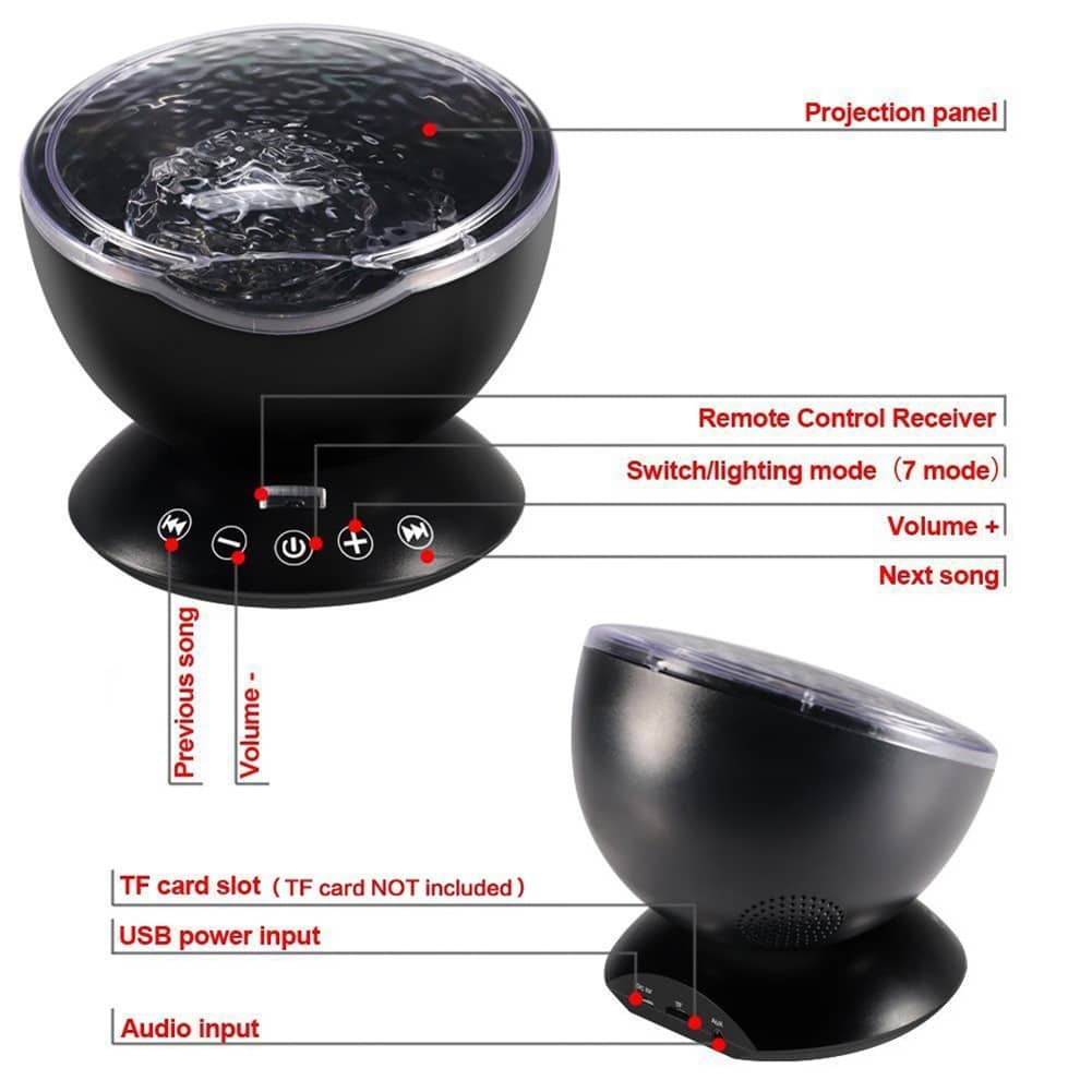 Coquimbo Ocean Wave LED Projector with Built In Music Player and Remote Control