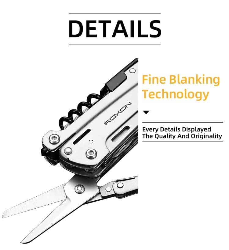 ROXON S801S 16-in-1 Multitool -Pocket knife, scissors, wire cutter, screwdriver, Bits Group, EDC tool, for Outdoor