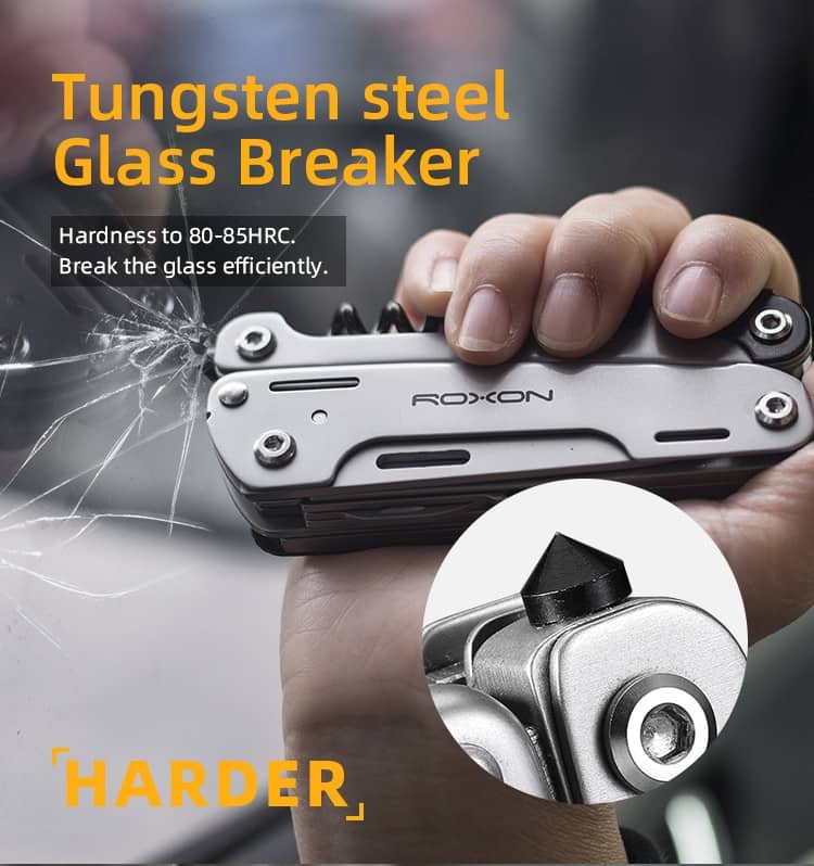 ROXON S801S 16-in-1 Multitool -Pocket knife, scissors, wire cutter, screwdriver, Bits Group, EDC tool, for Outdoor