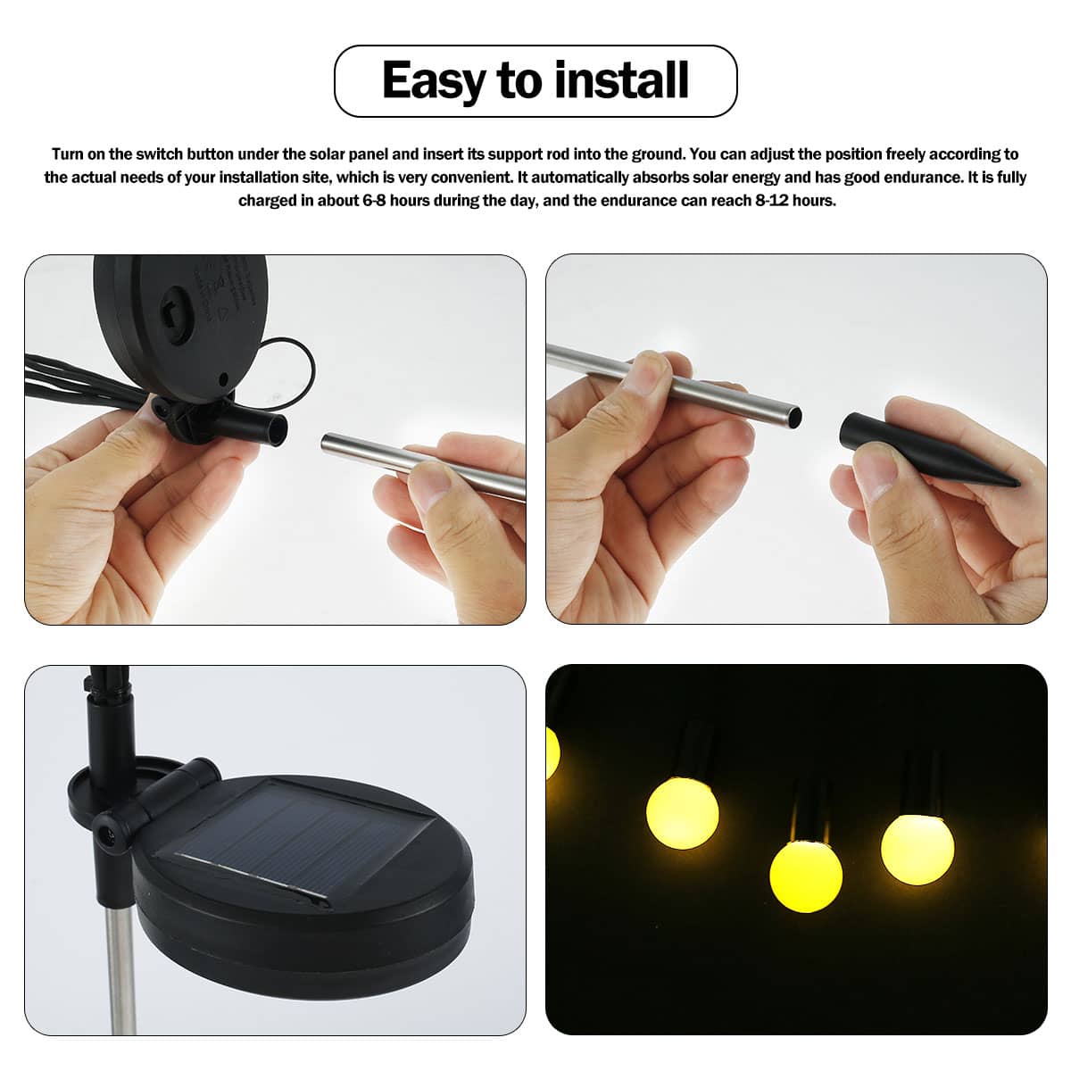 2/4PCS Solar Firefly LED Lights