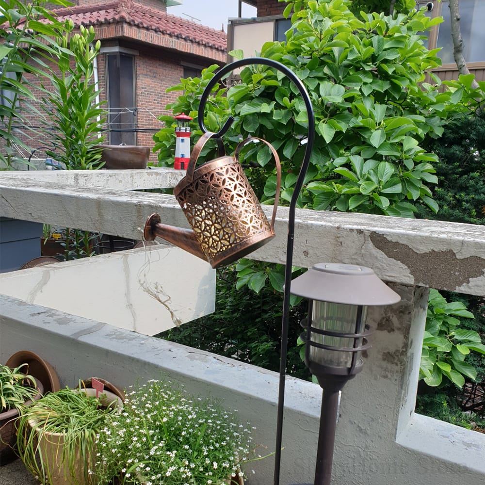 Solar Watering Can with LED String Lights