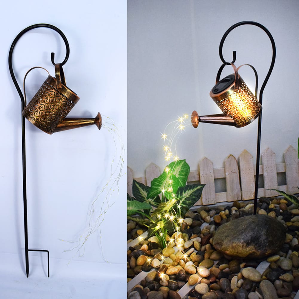 Solar Watering Can with LED String Lights