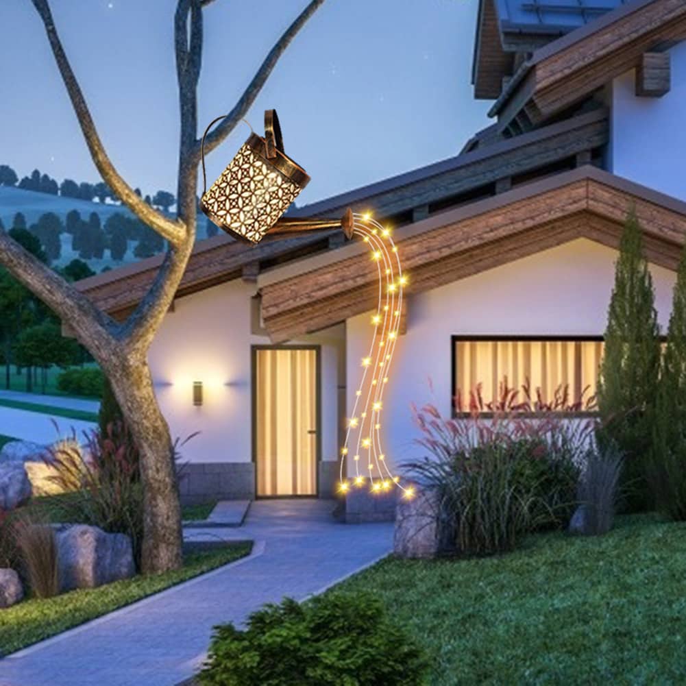Solar Watering Can with LED String Lights
