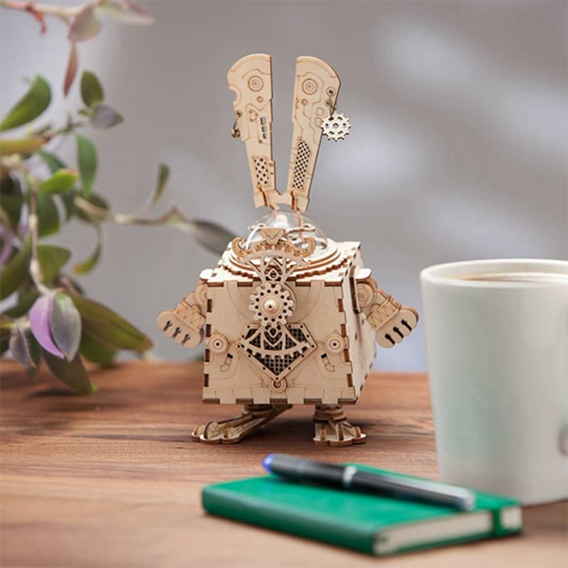 Robotime Rotatable Wooden DIY Steampunk Robot