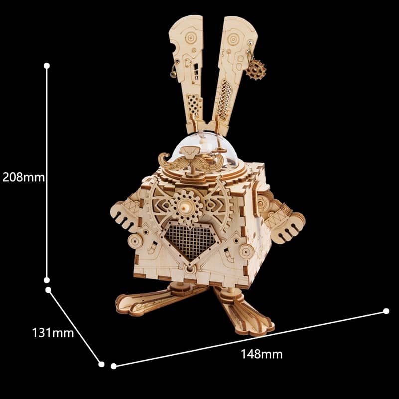 Robotime Rotatable Wooden DIY Steampunk Robot