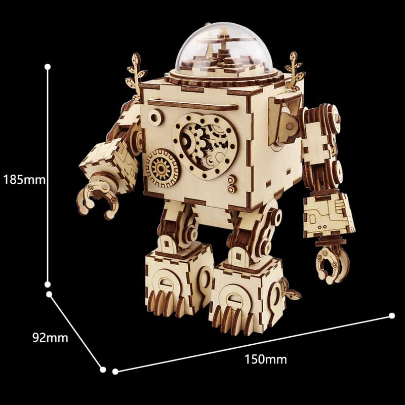 Robotime Rotatable Wooden DIY Steampunk Robot